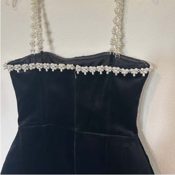 Nadine Merabi Em Velvet Black Pearl Mini Dress - Picture 9 of 11